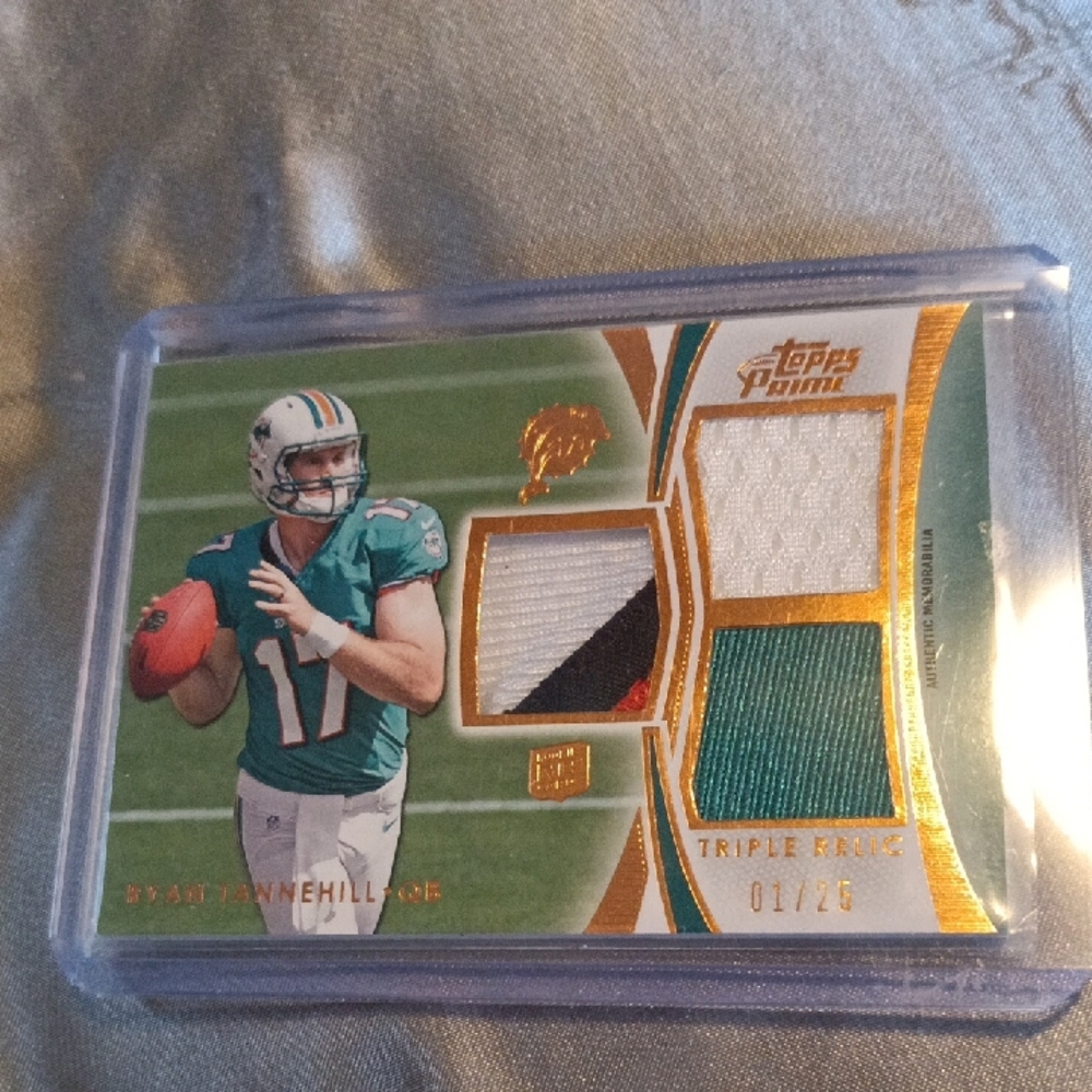 Topps Prime Football Card with Triple Relic Ryan Tannehill Rookie /25